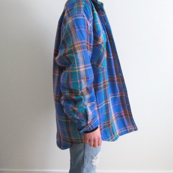 (SOLD) Blue, turquoise quilted plaid jacket - Picture 3 of 4